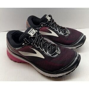 Brooks Ghost 10 Womens 8.5 Running Shoes Black Pink Athletic Sneakers